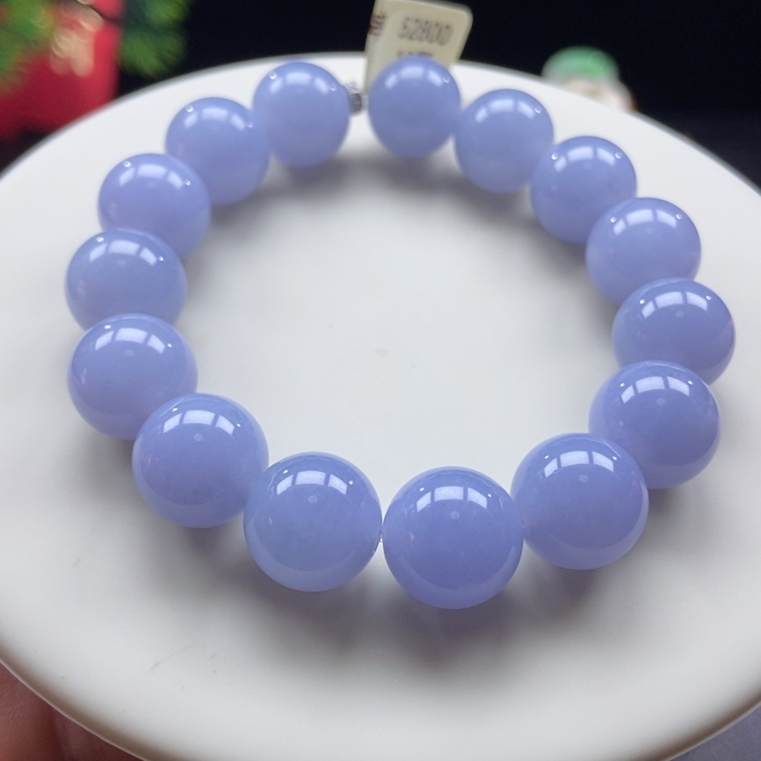 翡翠颈饰未镶嵌翡翠浓蓝紫手串卡12+