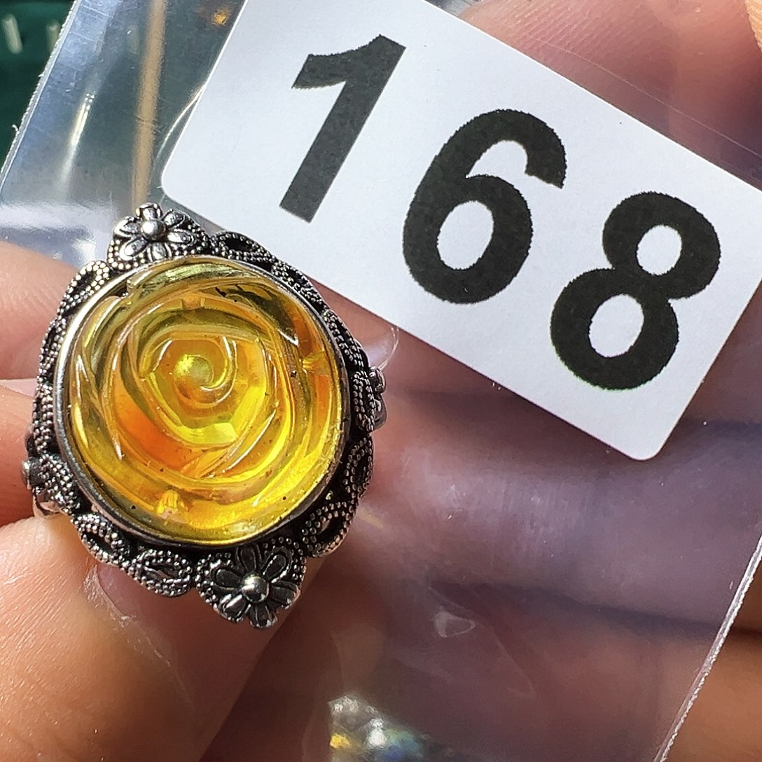 琥珀戒指未镶嵌琥珀戒指活口可调节