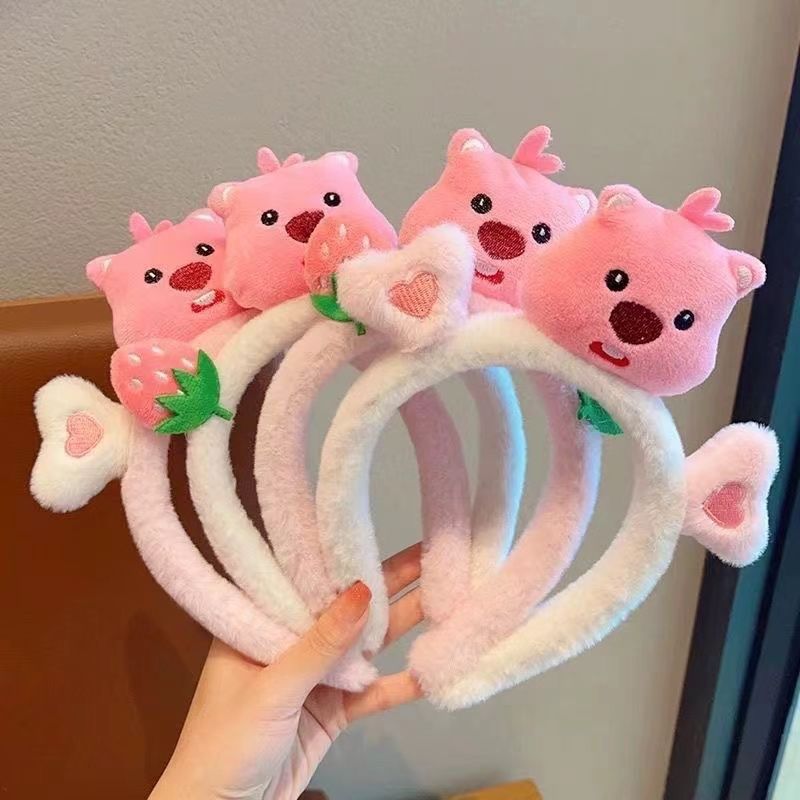 可爱小海狸毛绒洗脸发箍女毛毛头箍敷面膜束发带化妆专用发卡发饰