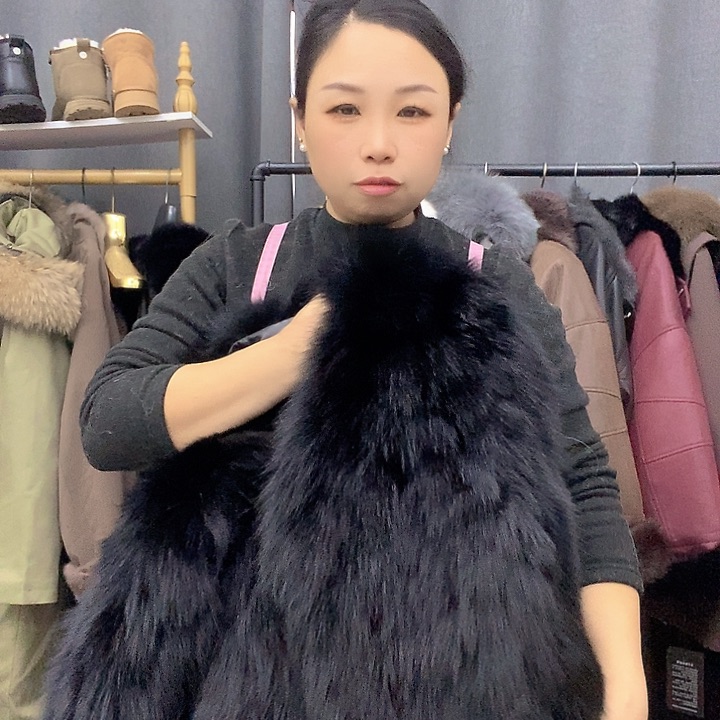 心**梦黑色皮草外套女装