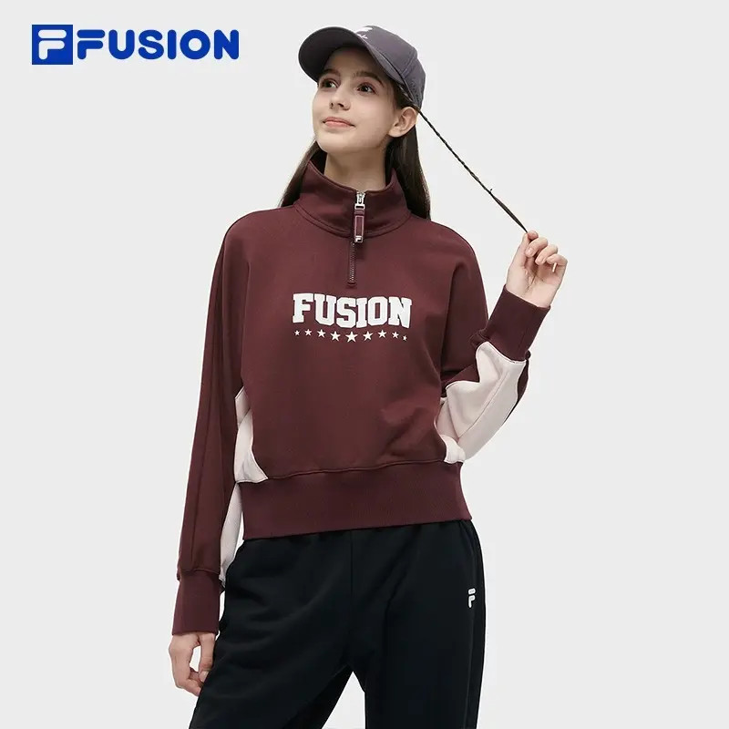 FUSION斐乐潮牌套头卫衣春季新款时尚运动拼色高领上衣T11W415206