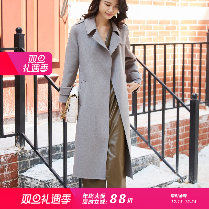 姚领女装新款冬季毛呢外套长大衣861M40049