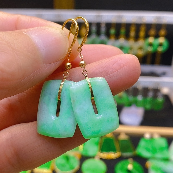 翡翠耳饰18K金镶嵌耳坠耳环