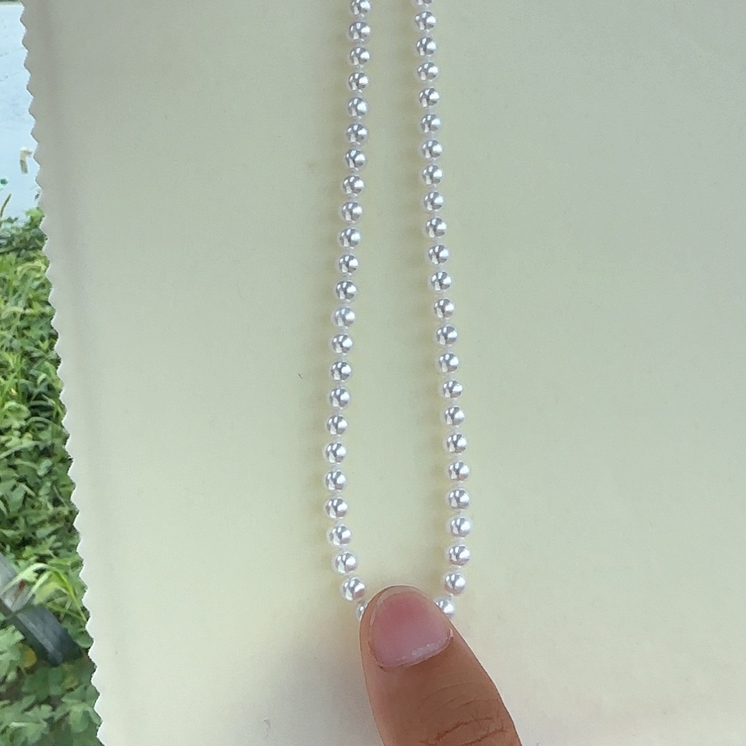 淡水珍珠银S925镶嵌颈饰5-6无核极光镜面正圆无暇冷白