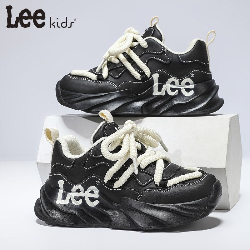 Leekids童鞋时尚中跟老爹鞋男百搭厚底增高轻便简约风男鞋