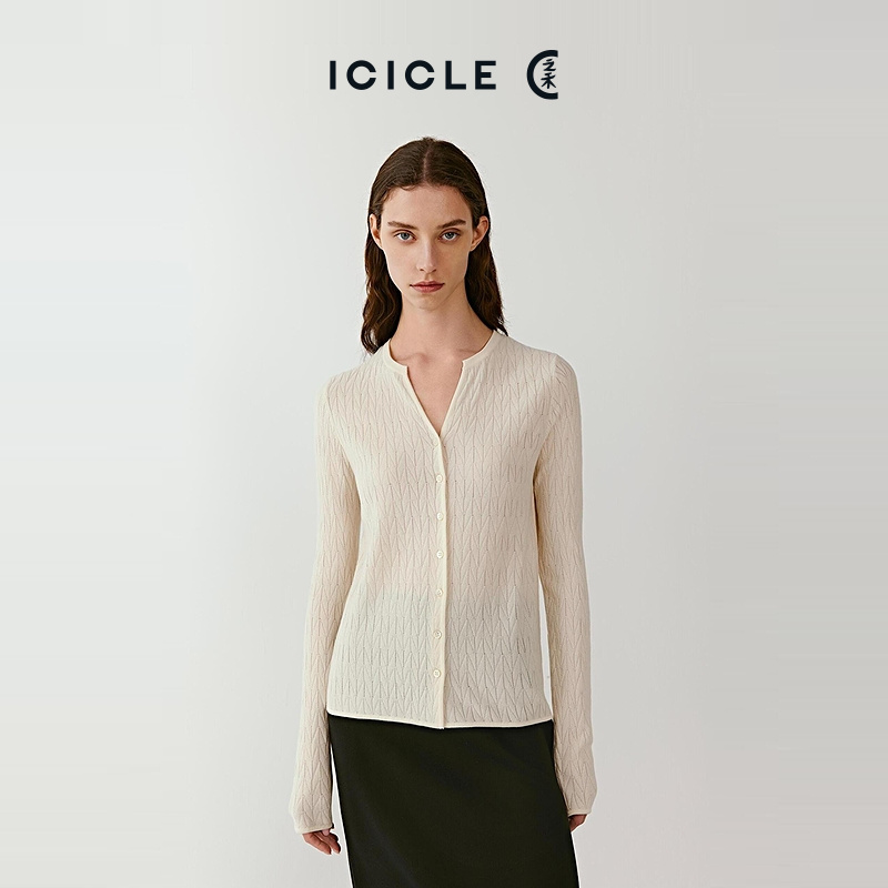 ICICLE之禾细支羊毛针织开衫0322