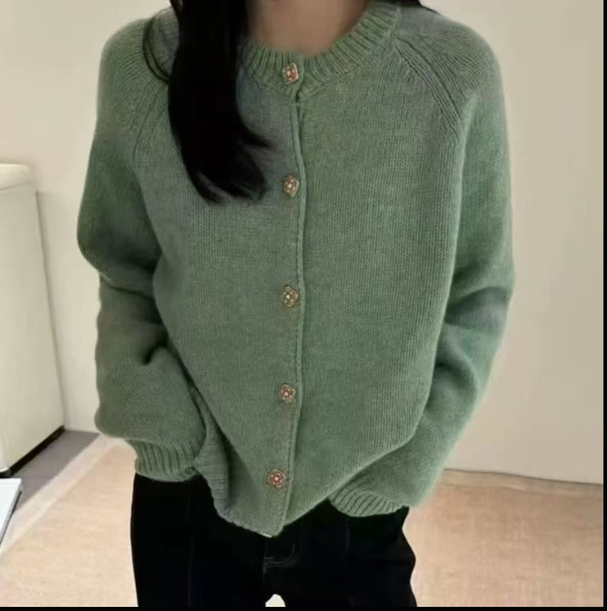 小香风长袖针织羊毛衫毛衣外套女冬季5265