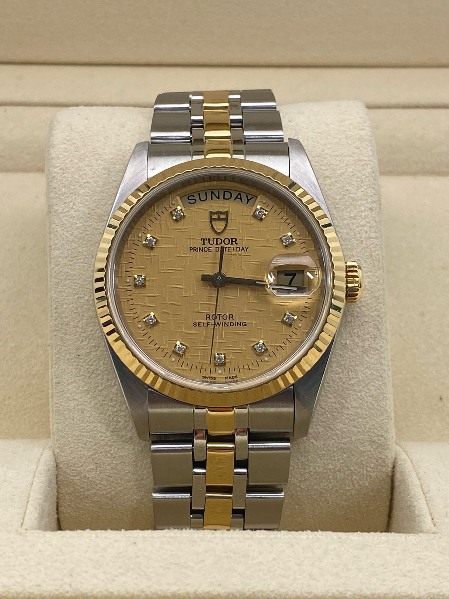 95新 TUDOR/帝舵 王子系列76213/金布纹钻刻/36表径/单表