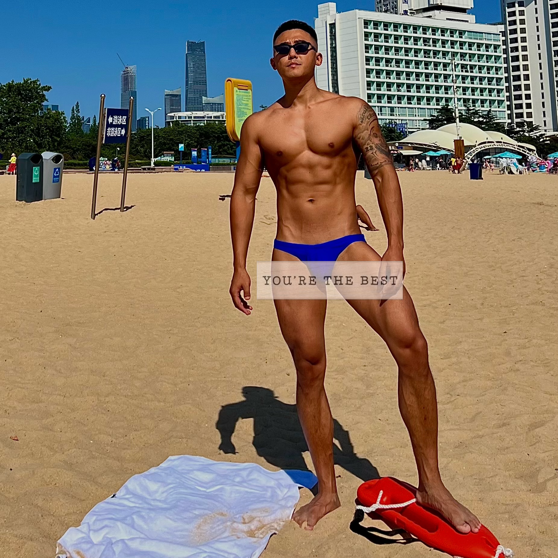 专业纯色排水线有绳三角泳裤男三角泳裤性感白色低腰沙滩紧身时尚