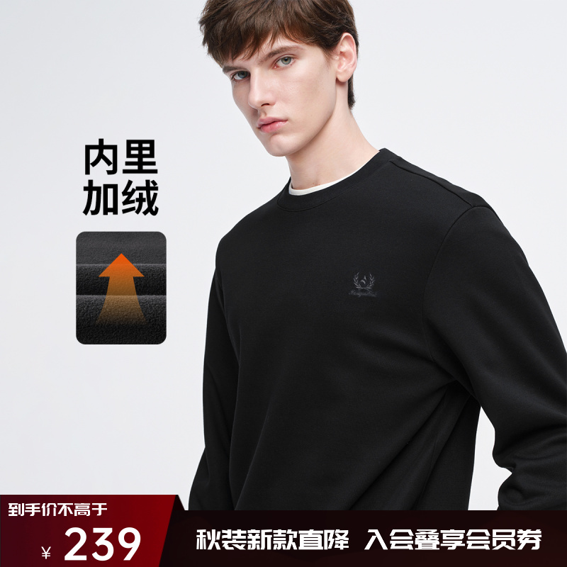 [加绒抗静电]navigare意大利小帆船时尚运动风圆领卫衣男长袖T恤