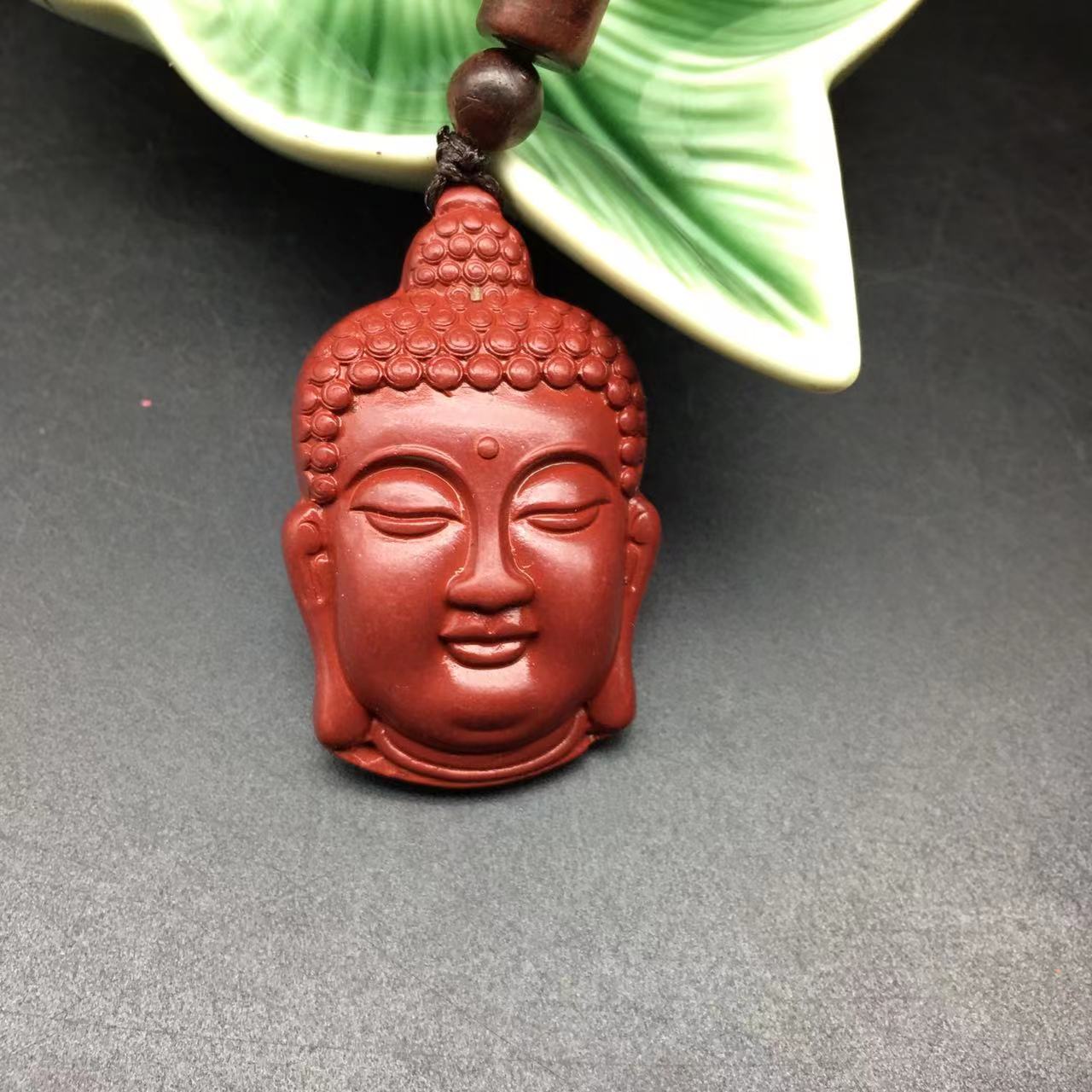 含辰砂工艺品ZD061-紫金砂精美雕刻如来佛头吊坠