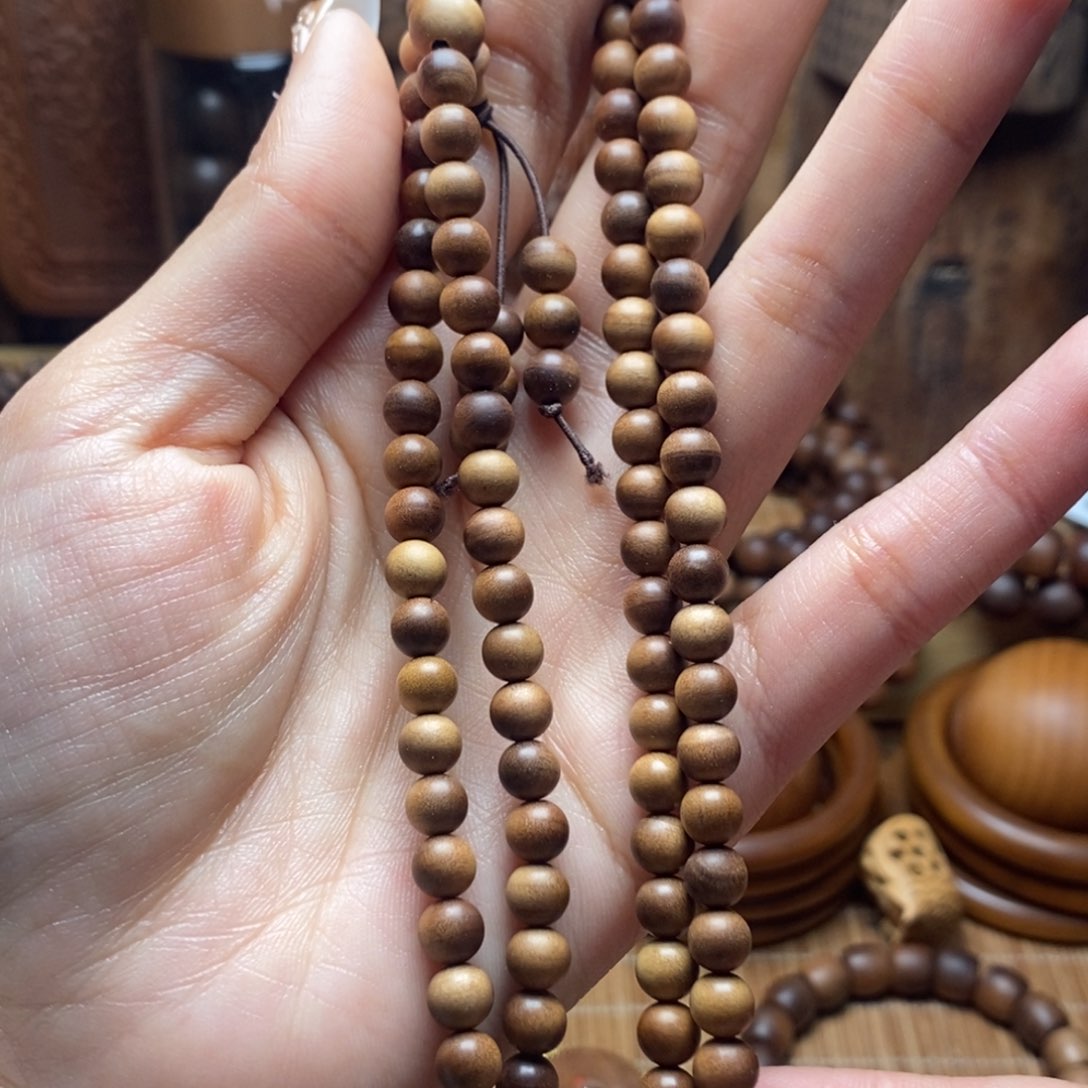 檀香木把件手串0.6奶香