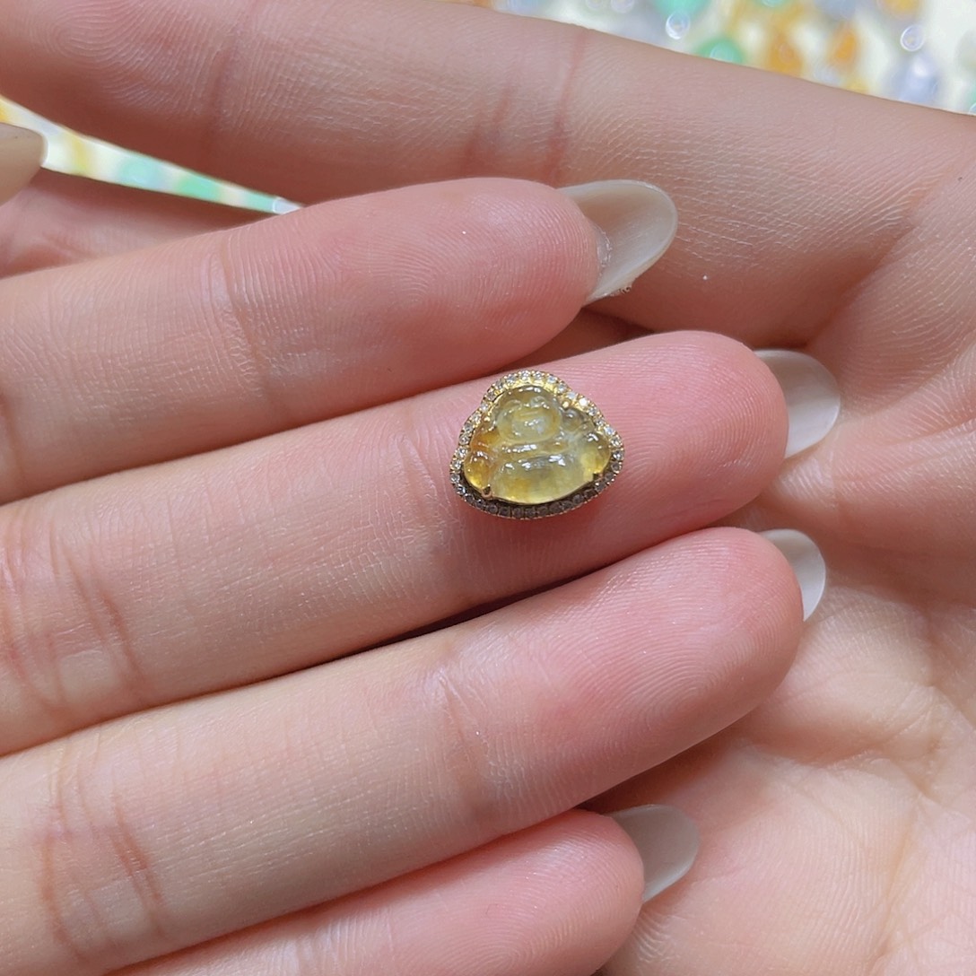 翡翠吊坠(不含链)18K金镶嵌