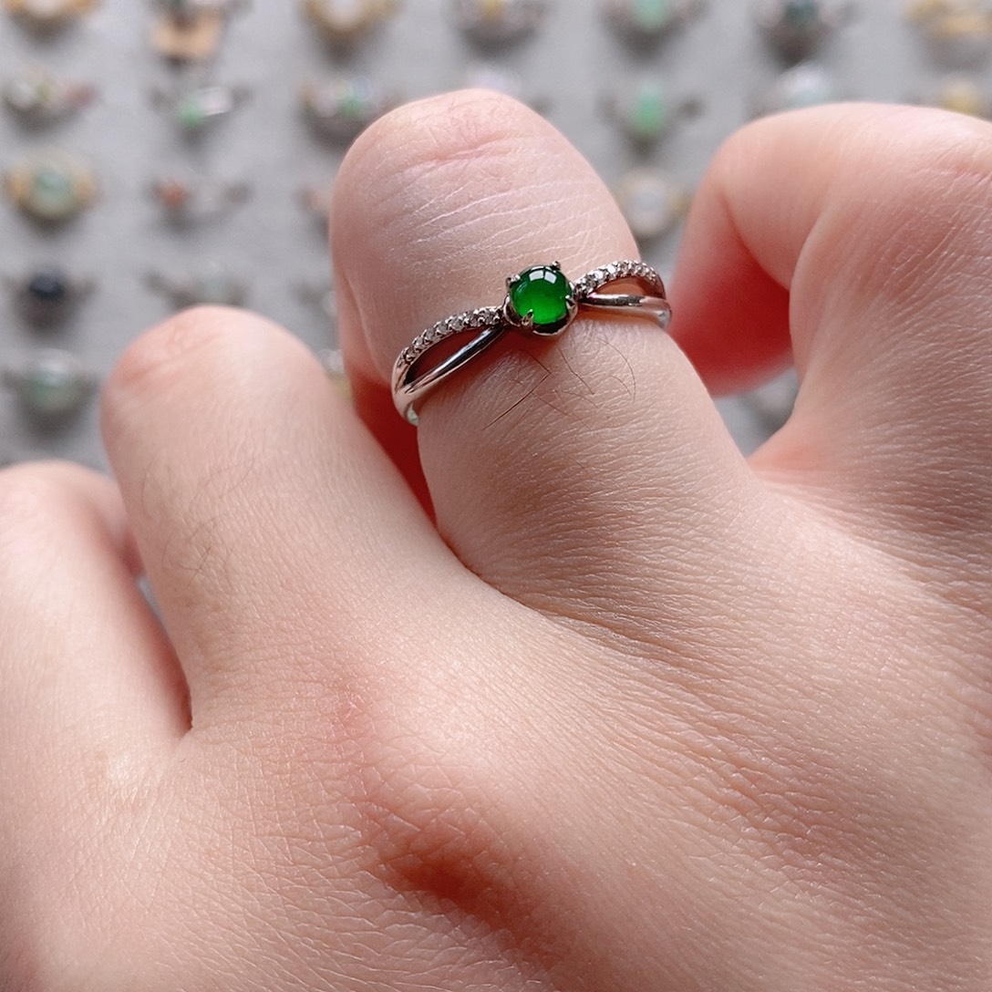 翡翠银S925镶嵌戒指