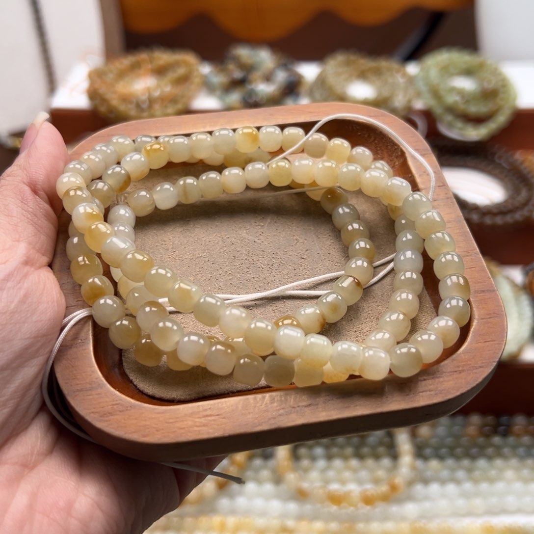 毛衣链未镶嵌和田玉无**神珠串6*7mm