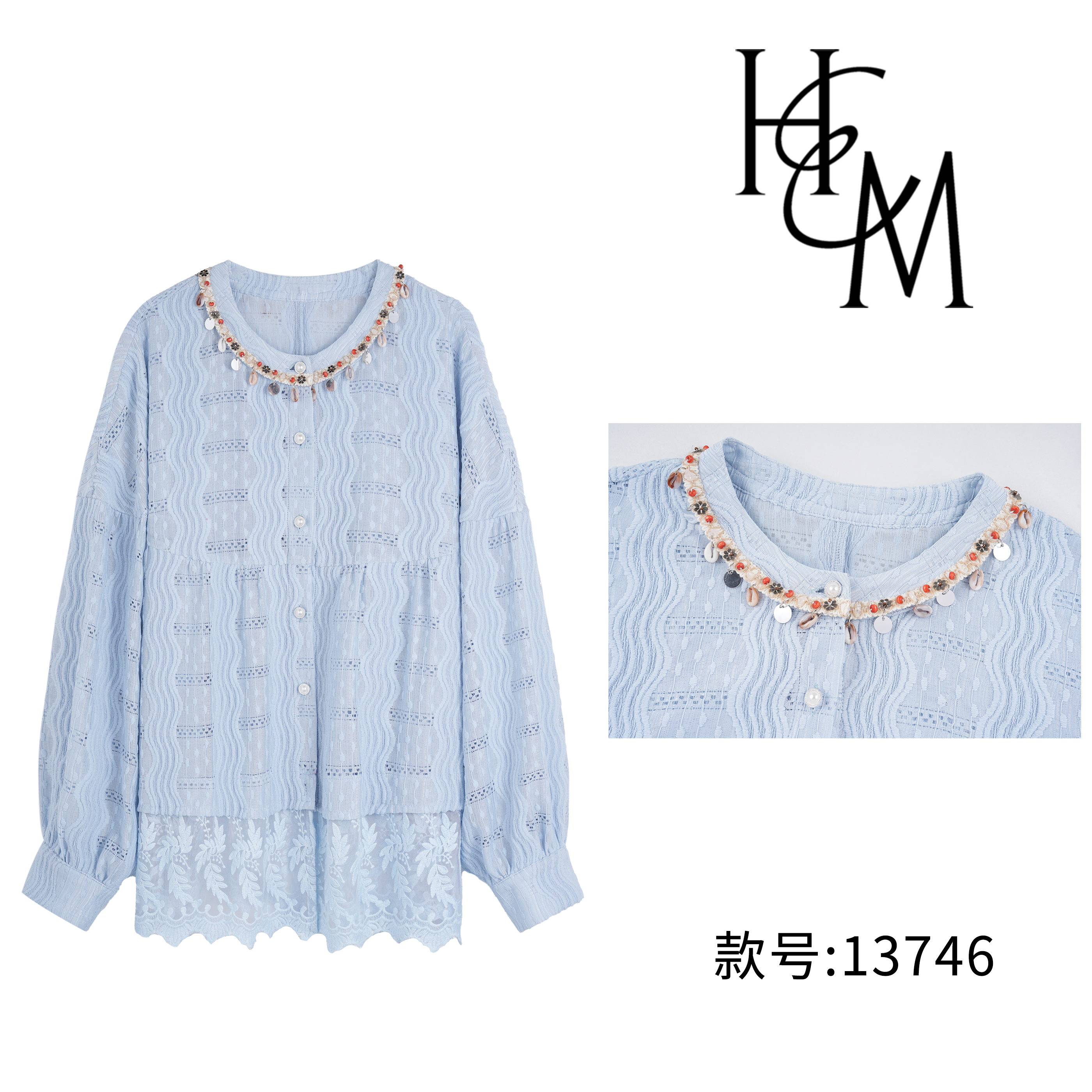 【慧姐】欧若风时尚设计师款气质百搭镂空衬衫【13746】