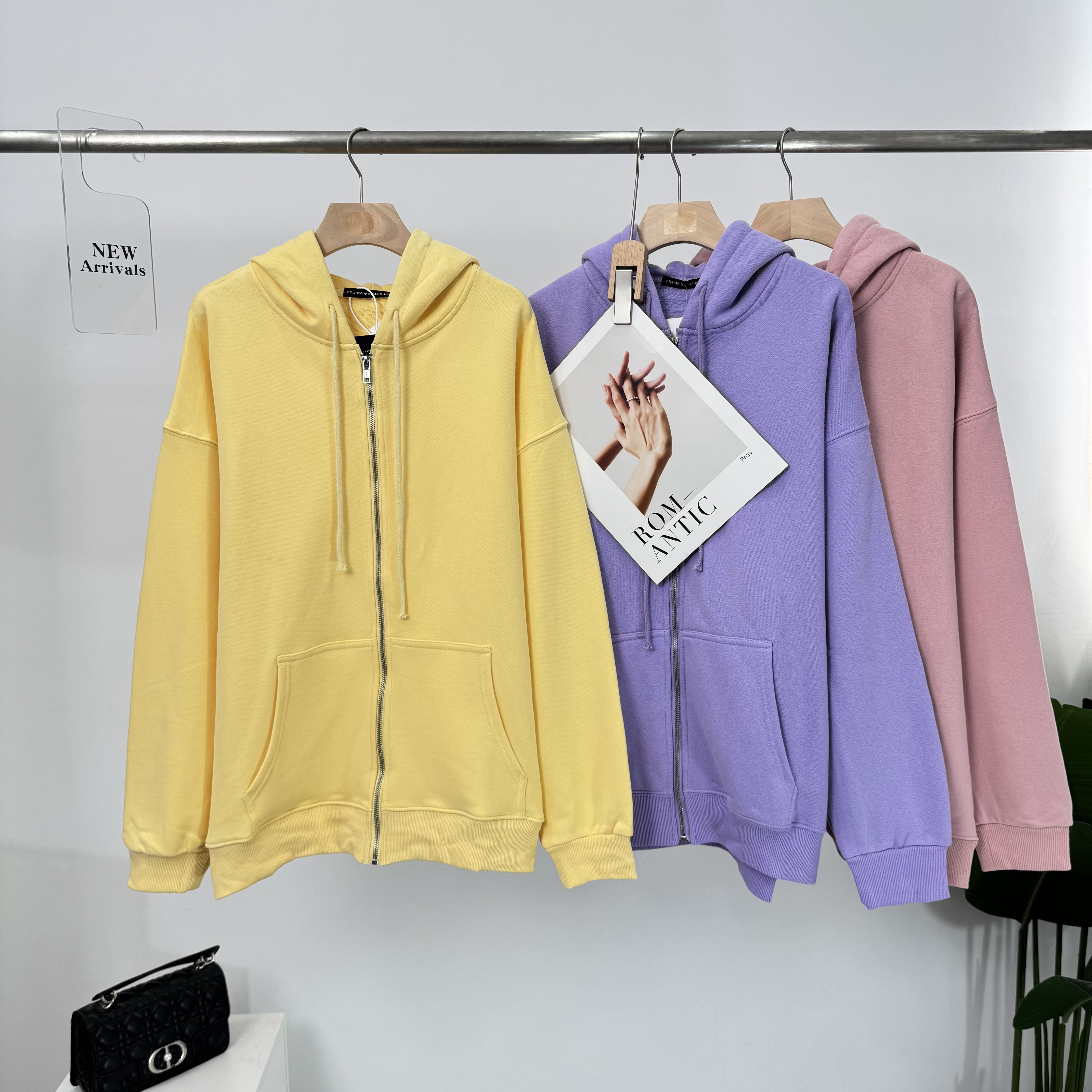 C287高端百棉连帽拉链秋季女薄款休闲时尚加绒休闲卫衣开衫113Y