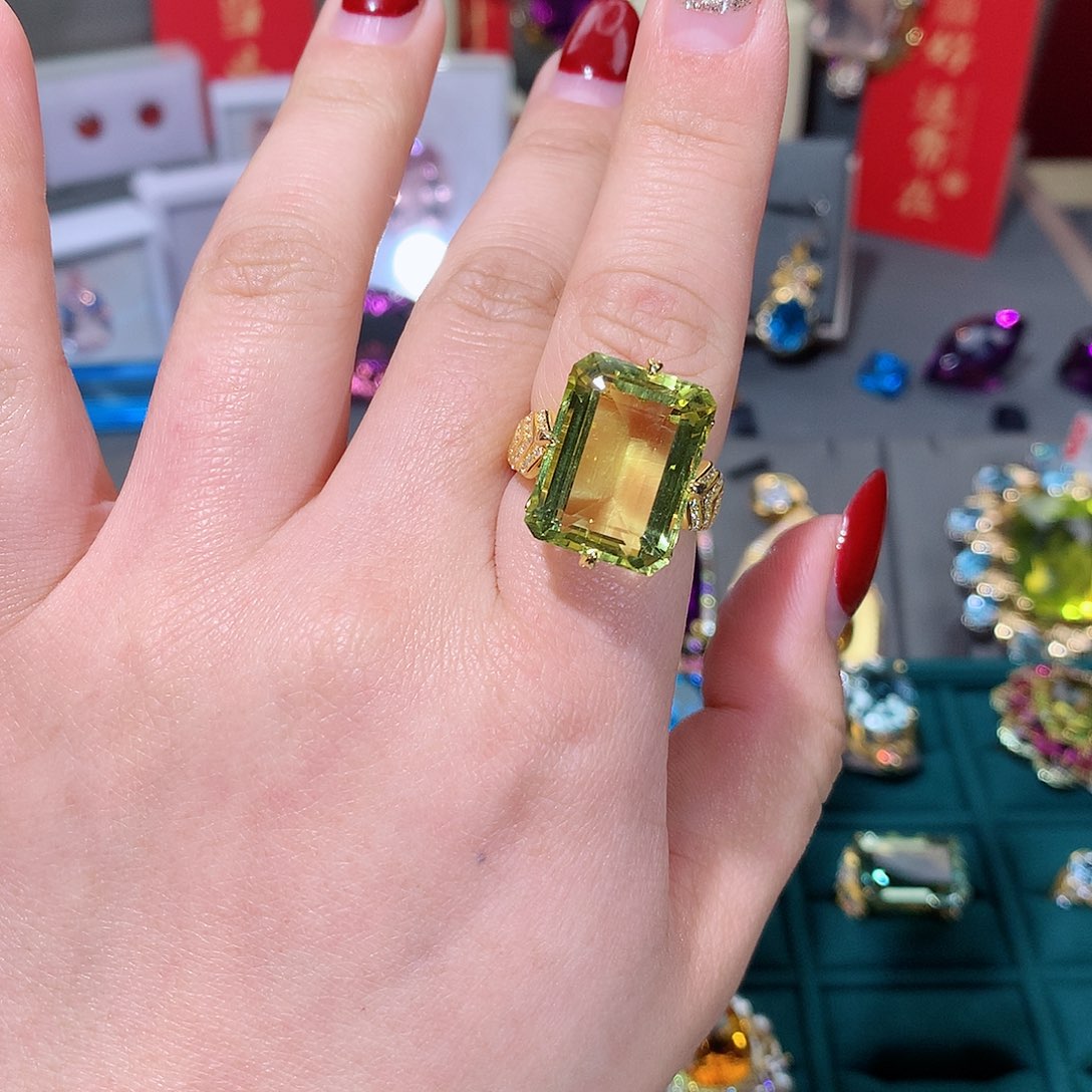 水晶戒指银S925镶嵌戒指