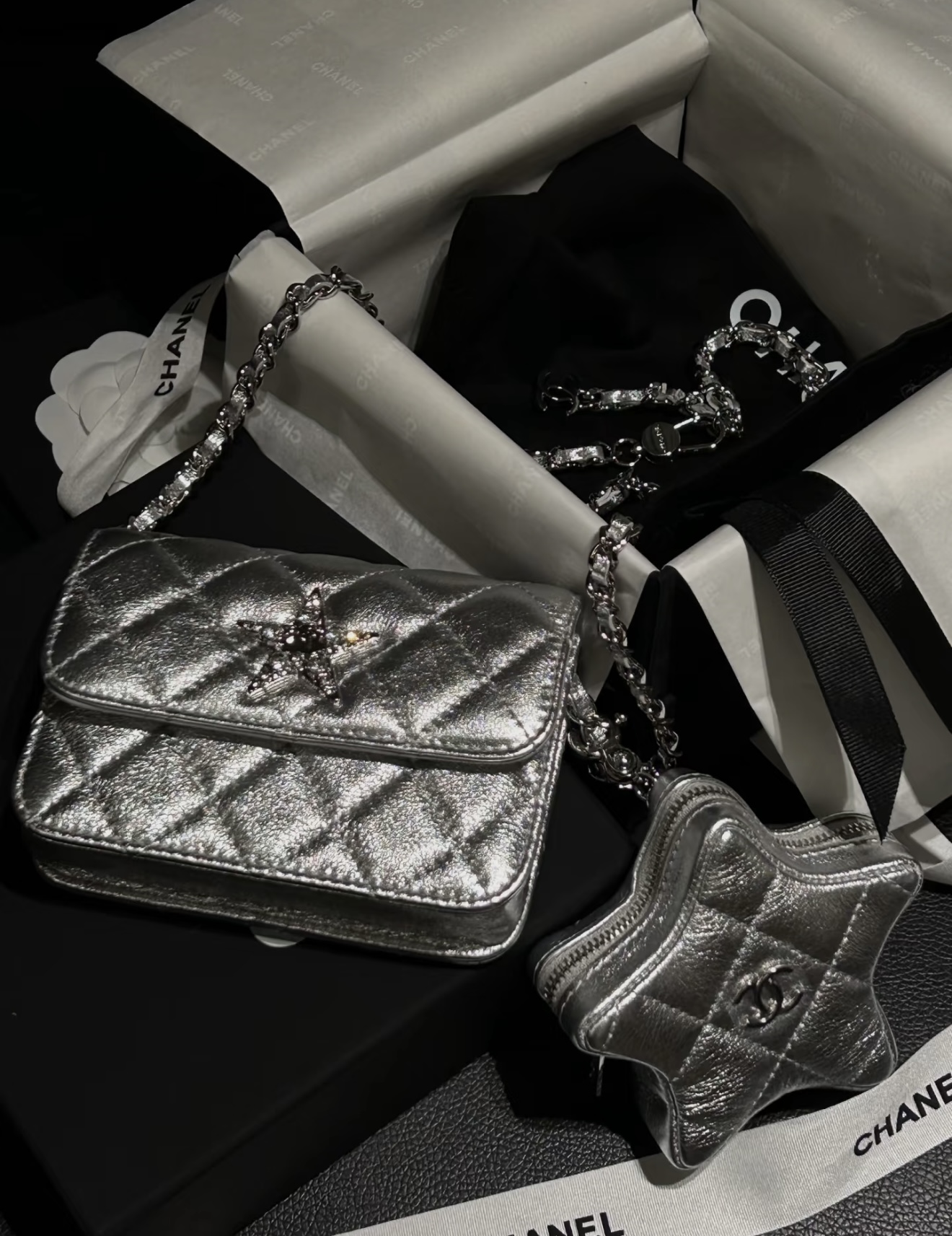 99新 Chanel/香奈儿 24c vic银色星星小废包  16631570