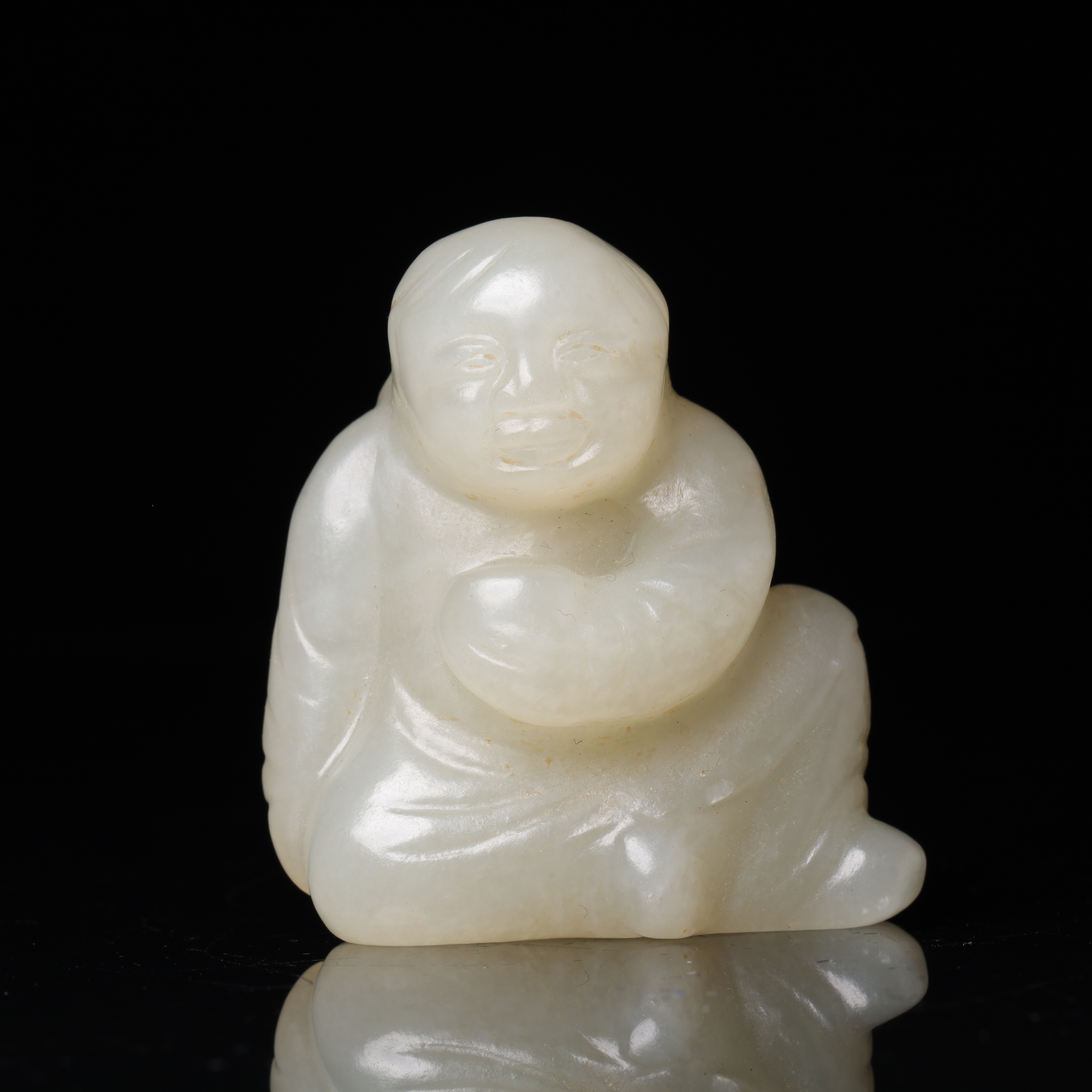 【臻】{库出}和田玉童子花件