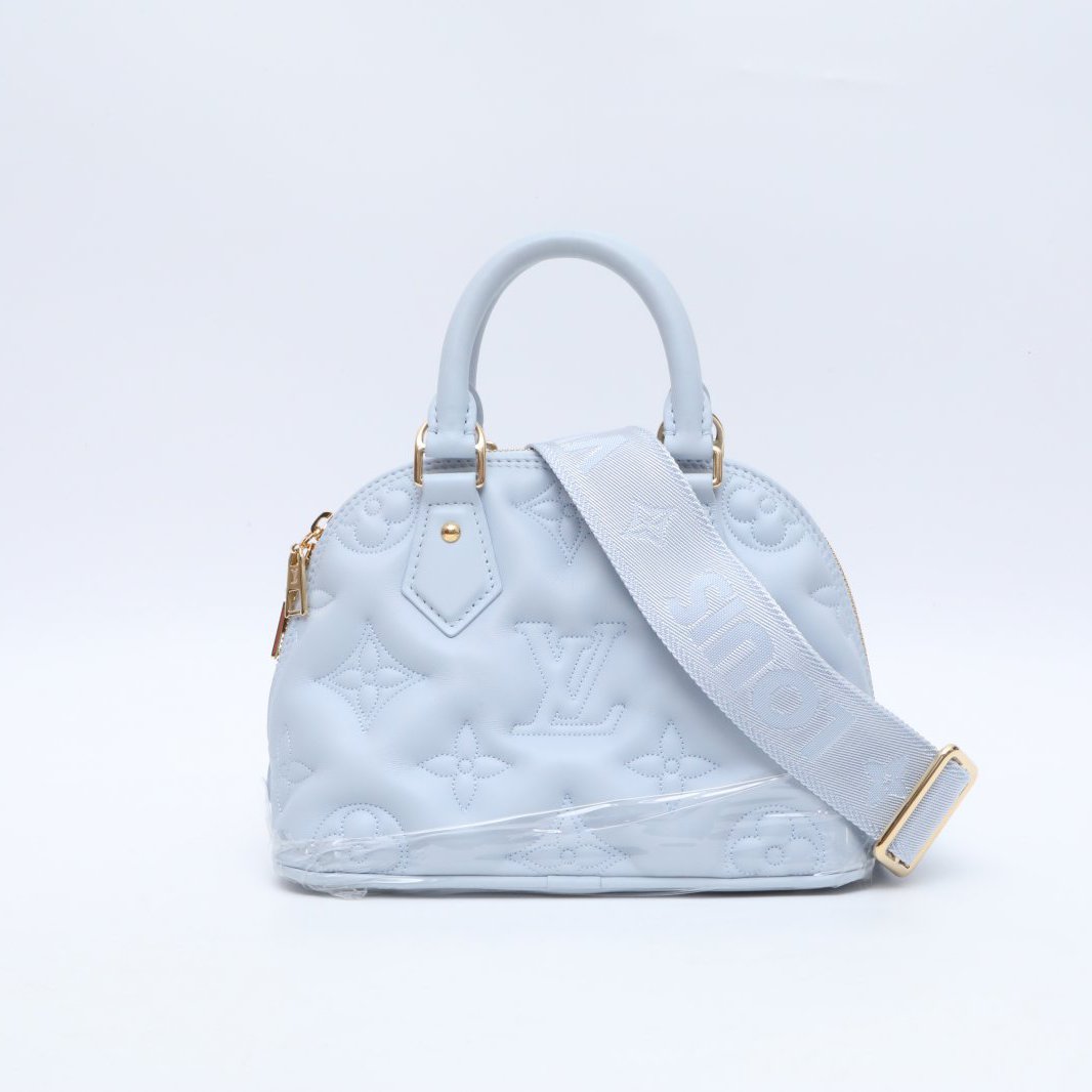 99新 LouisVuitton/路易威登 小花攀攀 浅蓝色 皮革C芯片老花压纹