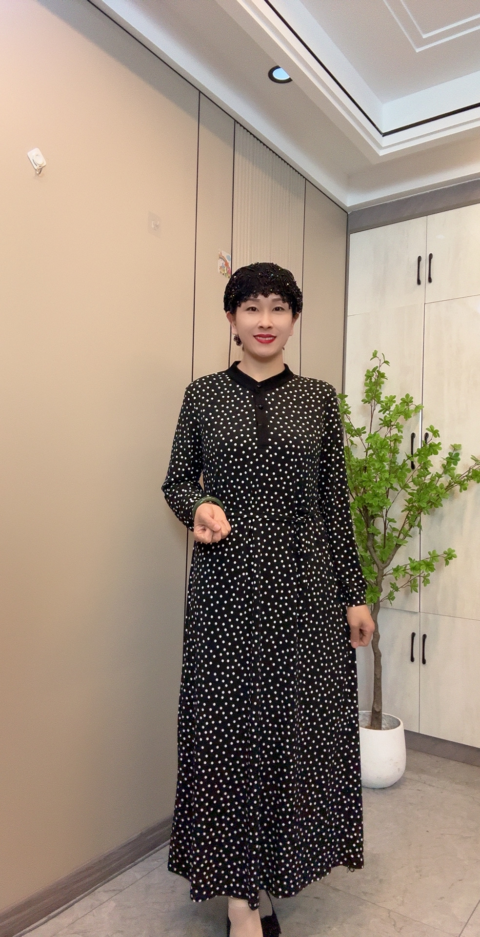 199夏季亲肤弹力棉波点连衣裙