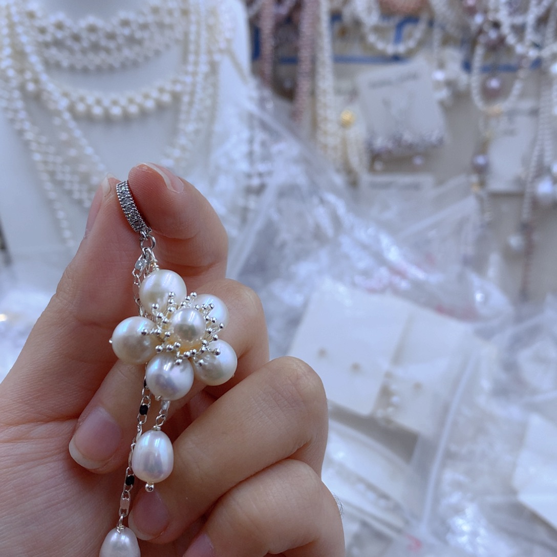 颈饰合金淡水珍珠花*花
