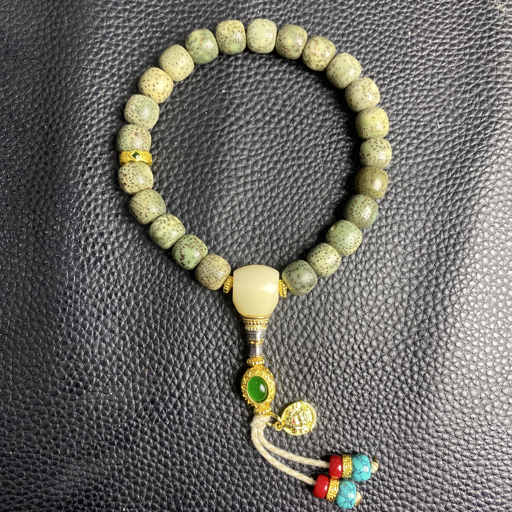 海南原生态星月菩提石玉料手持手串卡9x10 A673