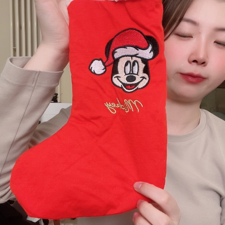 三醋酯纤维米奇红色圣诞装饰袜子310