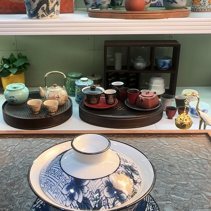 青花瓷器茶具套装茶叶罐个人杯