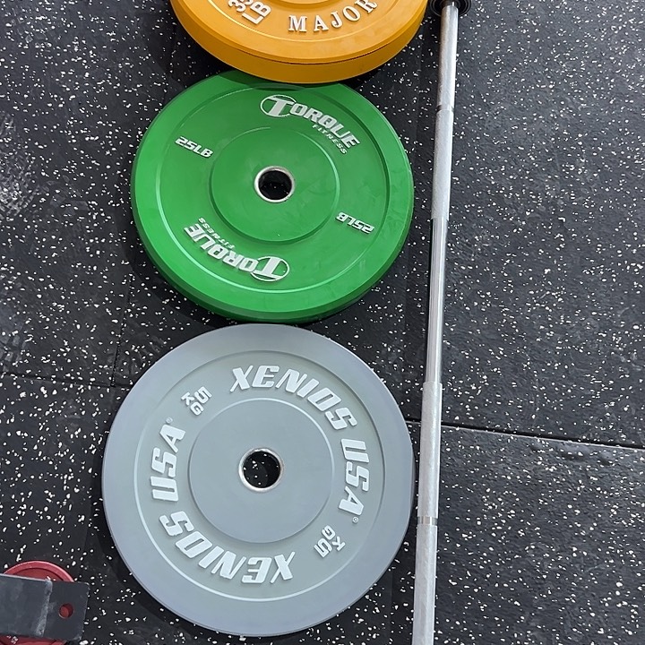 微瑕75公斤杠铃套餐黄绿灰1.8杆一根送卡扣