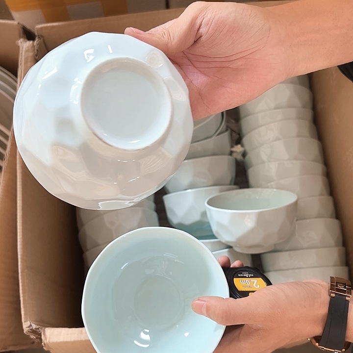 微瑕不退不换不补发 青玉钻石5英寸碗10只