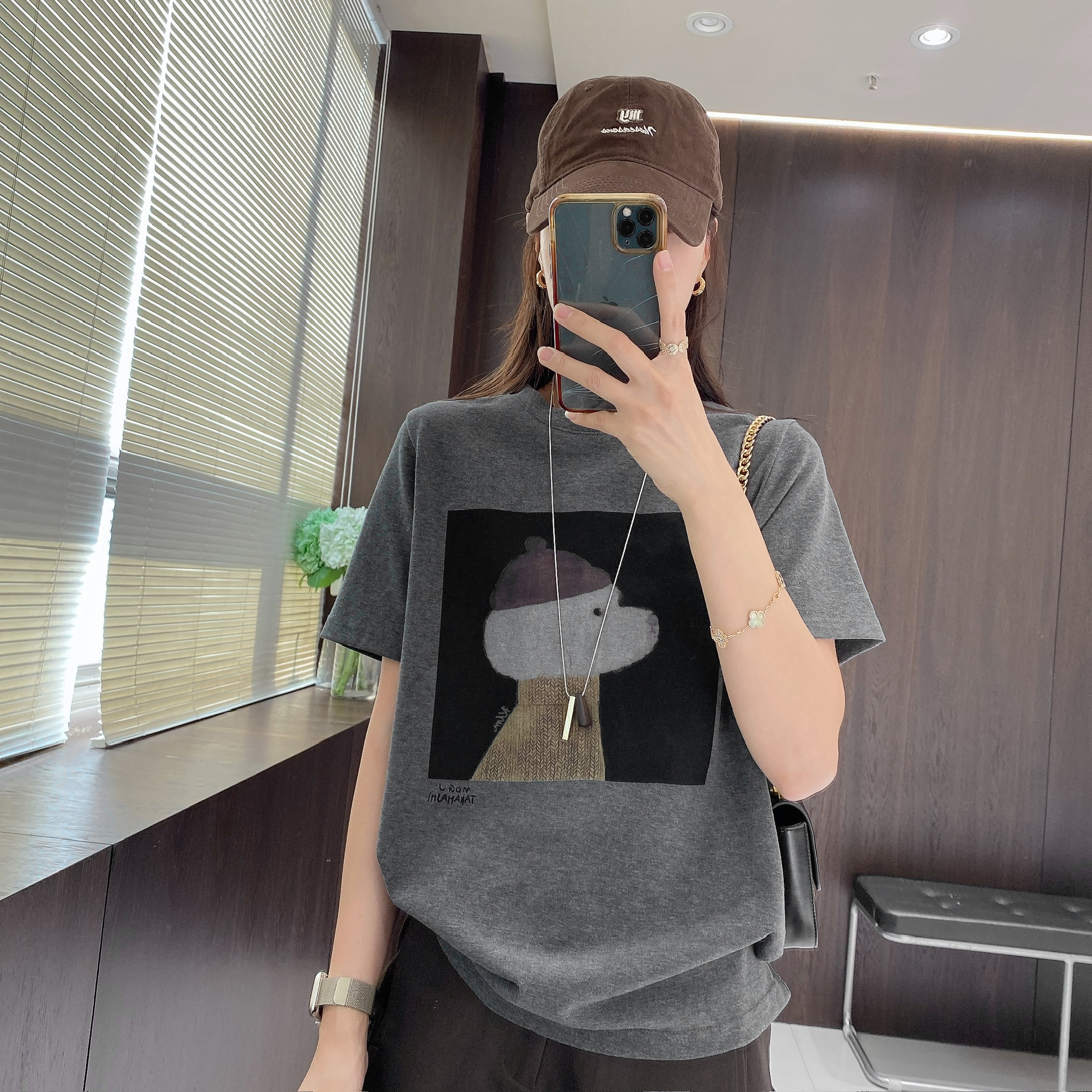 IMFLY金小金自制女装 T恤DYW9623早秋韩系卡通印花减龄短袖上衣