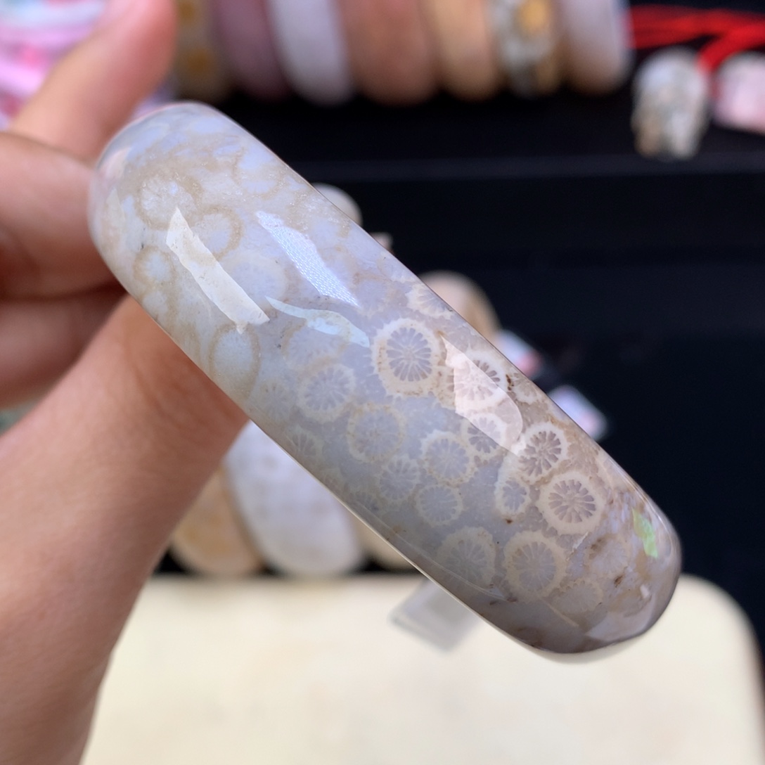 硅化珊瑚（珊瑚玉）未镶嵌吊坠(赠链)（14号）手镯55.5圈