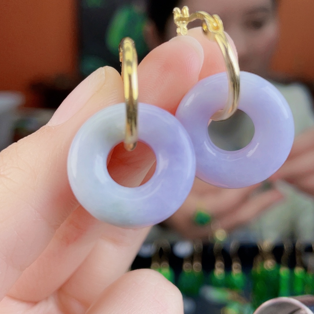 翡翠银S925镶嵌耳饰