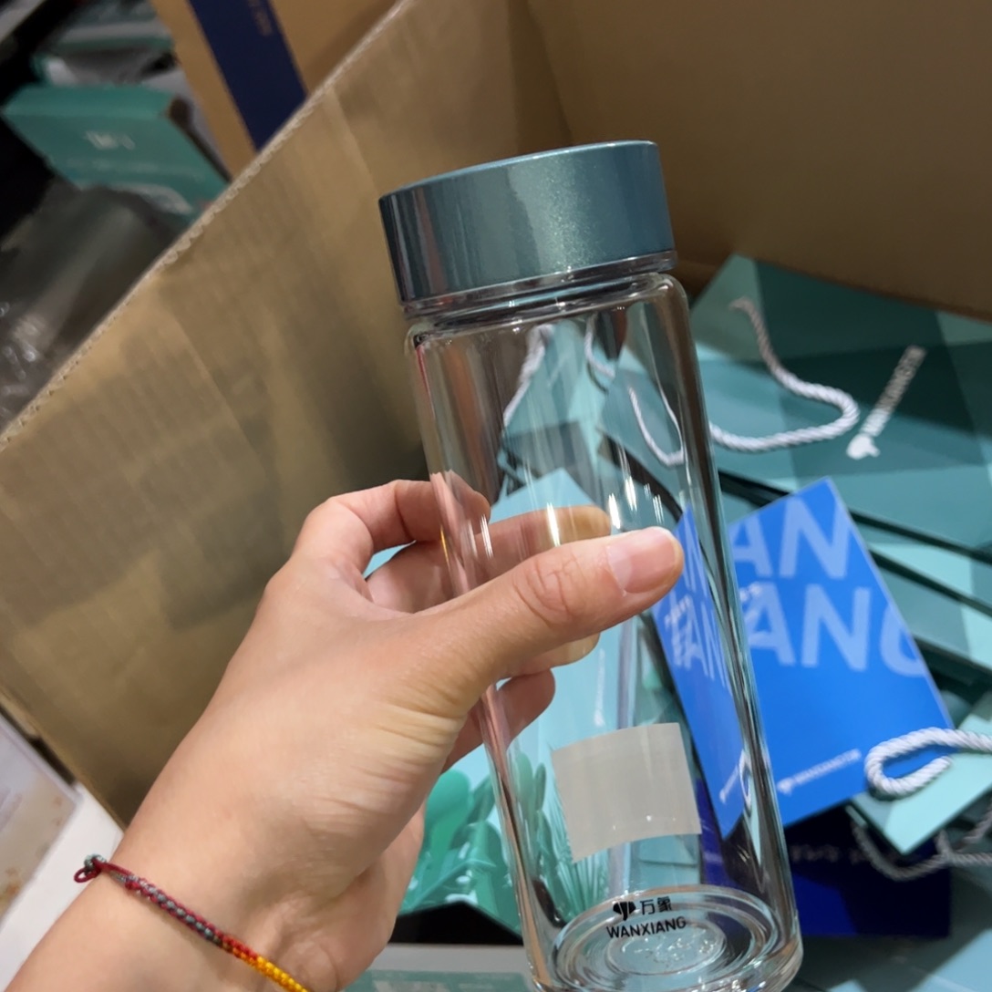 万象u147sl青色单层烫手玻璃杯440ml➕被套