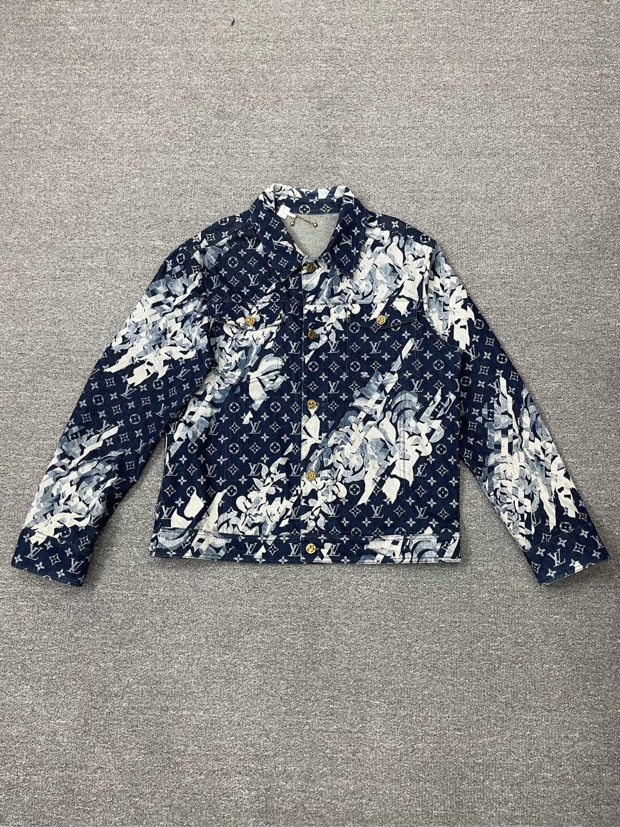 99新 LouisVuitton/路易威登 海浪满印牛仔外套/蓝色/52码