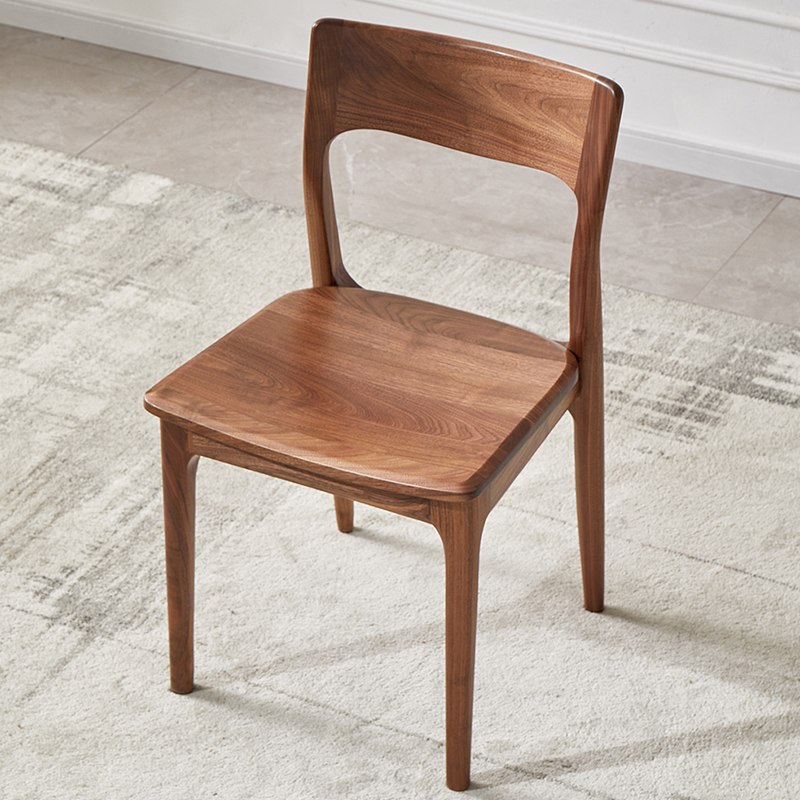 致典北美黑胡桃木时光椅简约实木靠背家用客厅书椅餐椅休闲椅