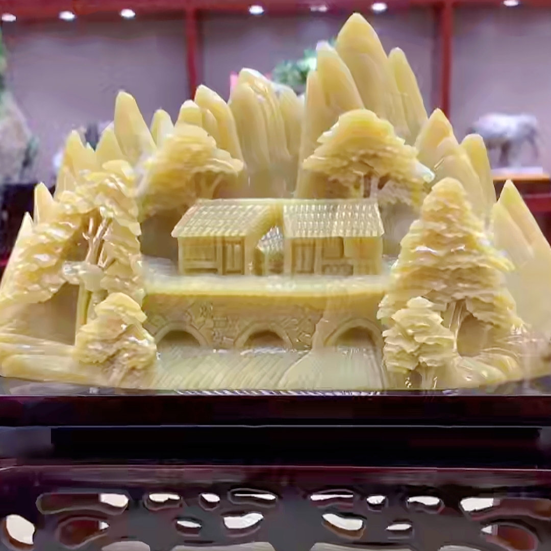 8469家居装饰摆件玉石雕刻电视柜玄关新中式创意书房山水花鸟白菜