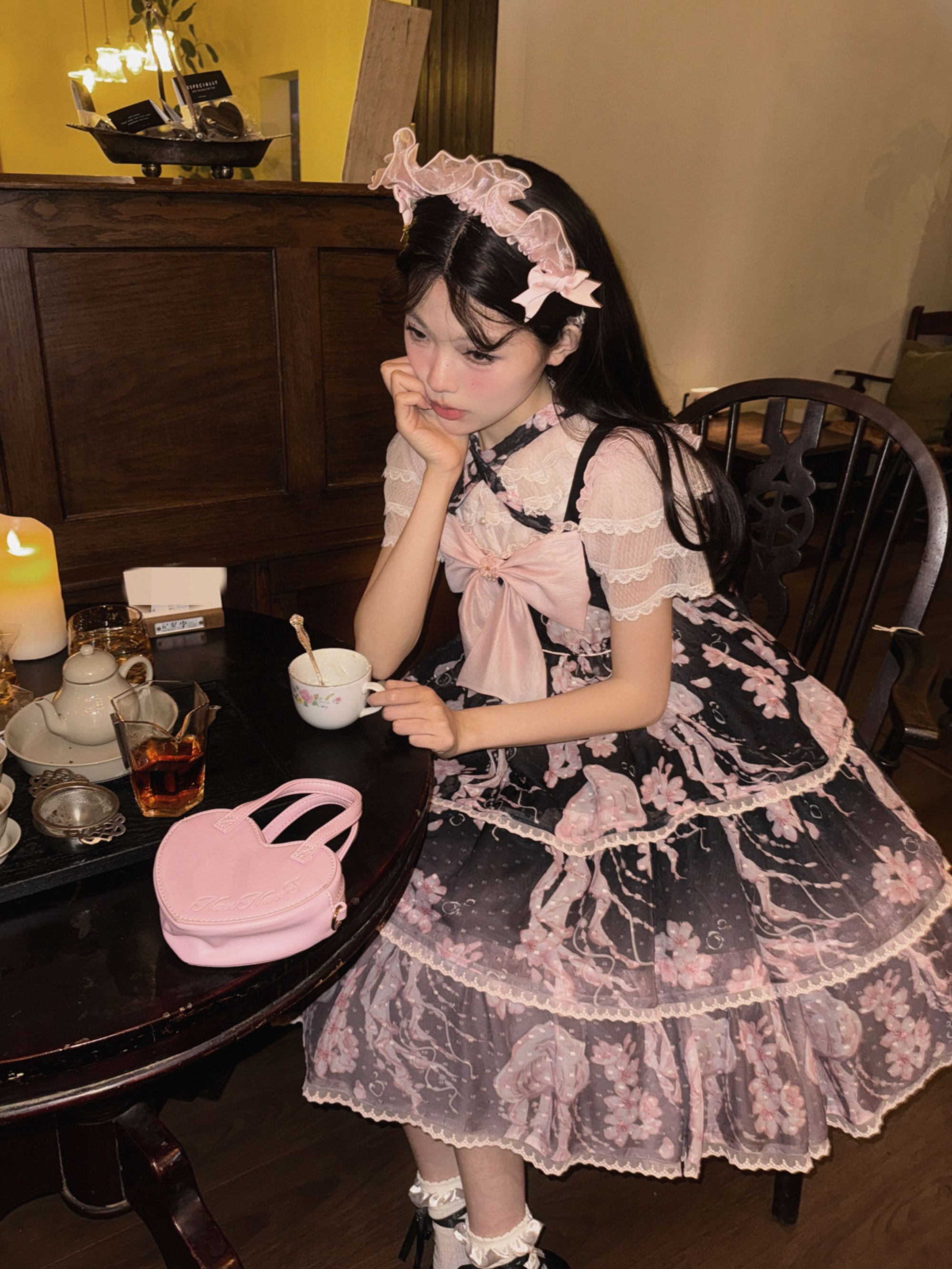 梨夏kronus设计lolita洛丽塔连衣裙樱花水母jsk高腰 现货