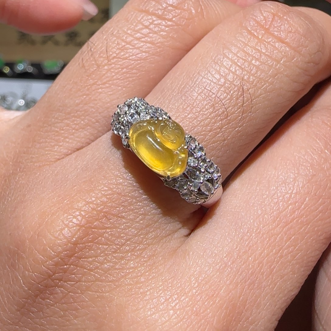 【闪购商品】翡翠戒指18K金镶嵌缅甸