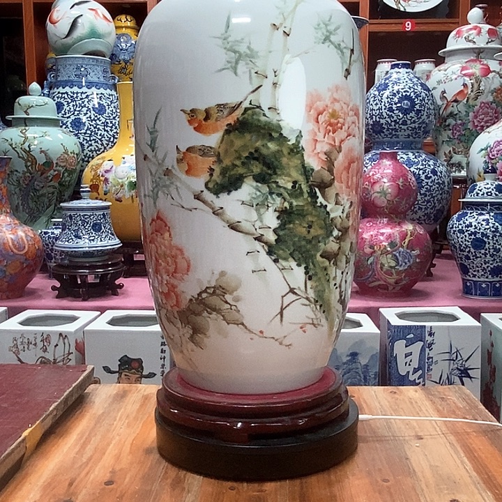 唐***兰景德镇陶瓷手工手绘花瓶摆件