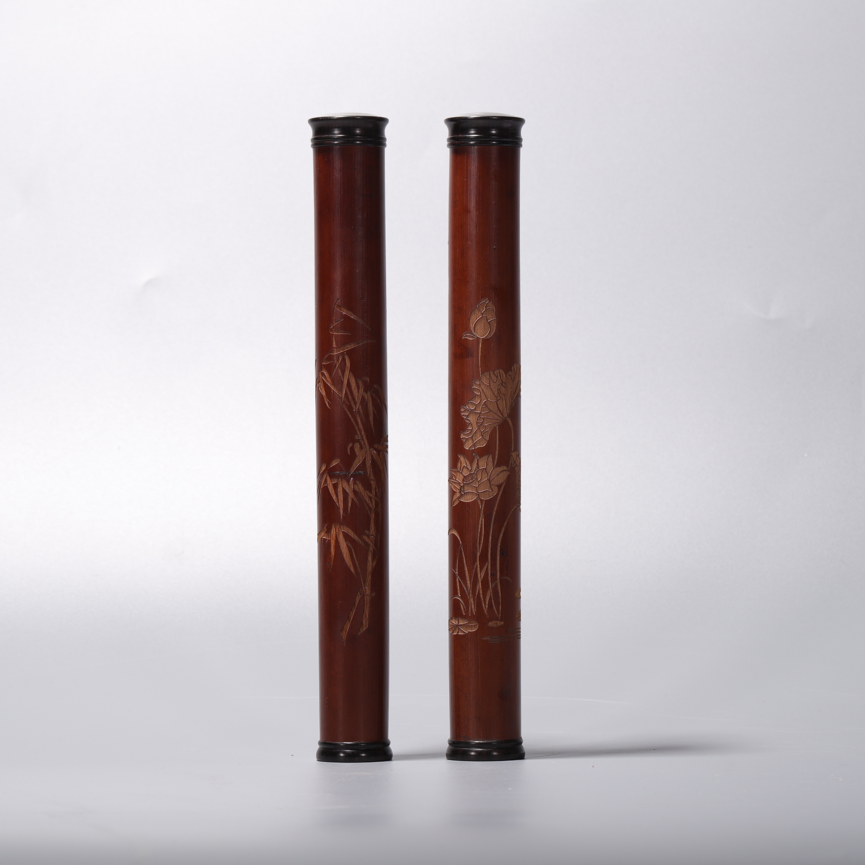 lot23  Z清代  竹雕香筒一对