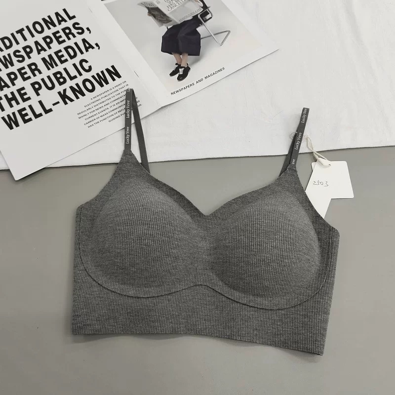 大U背美背舒适螺纹云感棉时尚性感字母肩带聚拢舒适防走光内衣