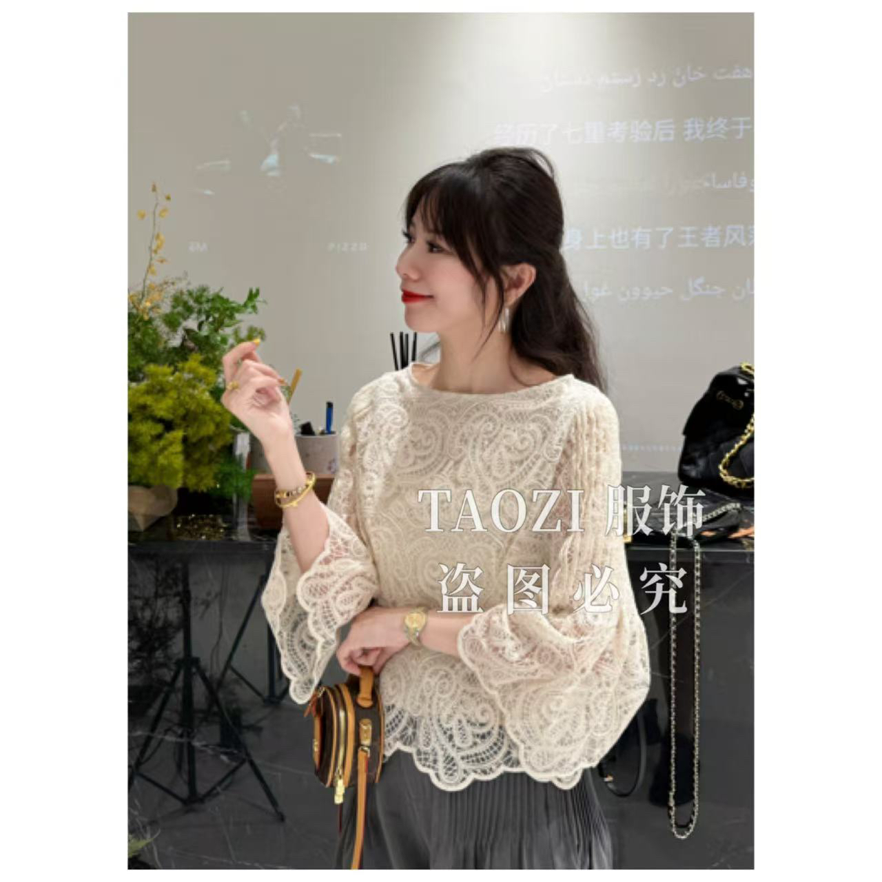 【桃子自制】08222 秋季新款刺绣蕾丝新中式气质少女感上衣