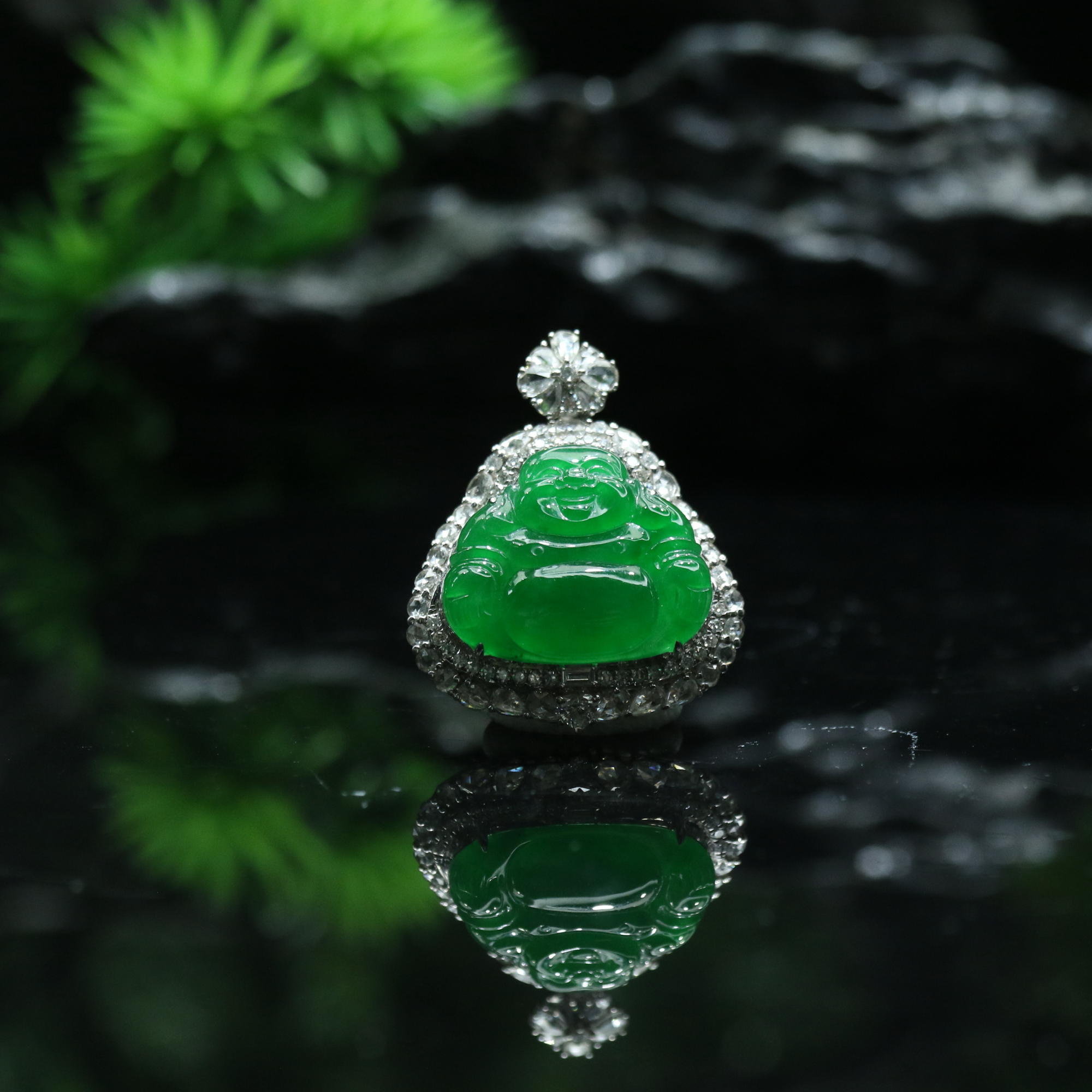 39天然缅甸翡翠A货18k绿佛公吊坠/600274/上海嘉禾拍卖