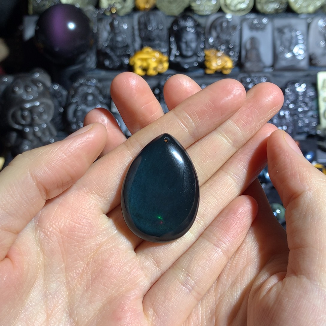 三***三黑曜岩未镶嵌吊坠(赠链)