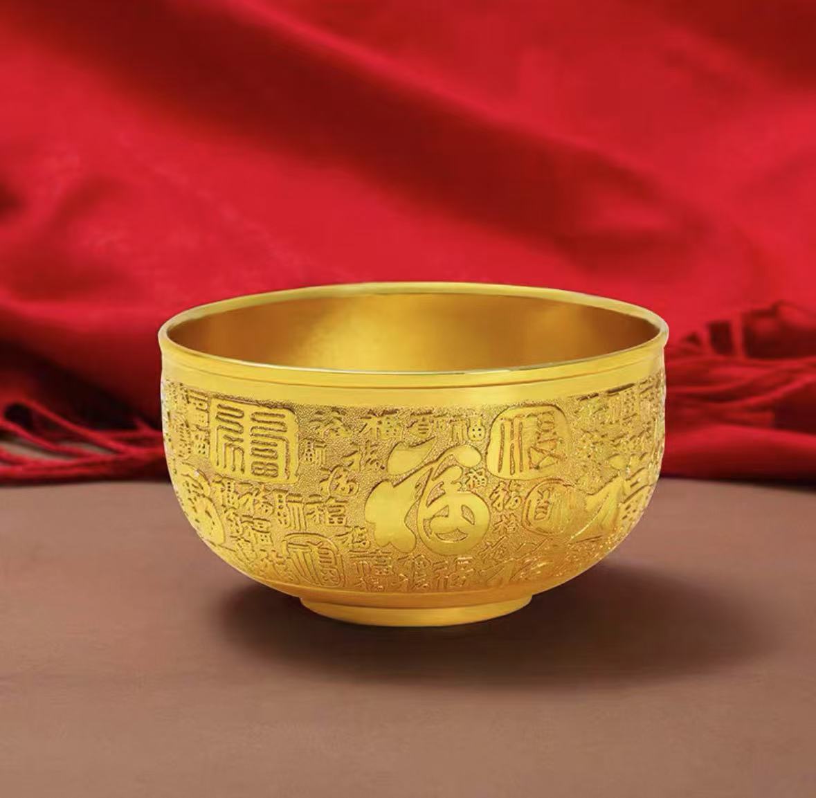 錾世金【 胡总专属】 精品百福碗 浮雕聚宝盆 摆件