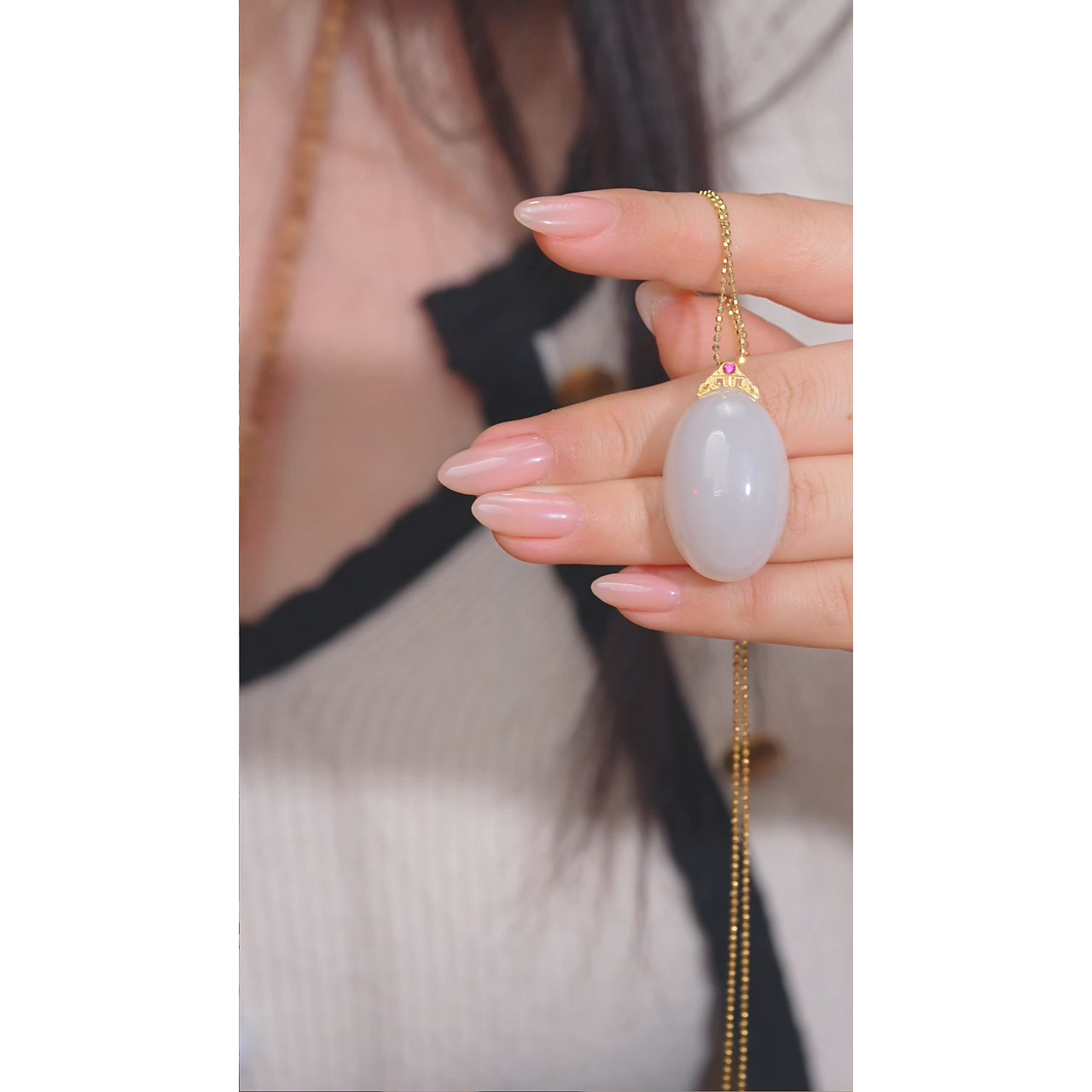 和田玉吊坠不含链18K金镶嵌（二）大版@@N3490