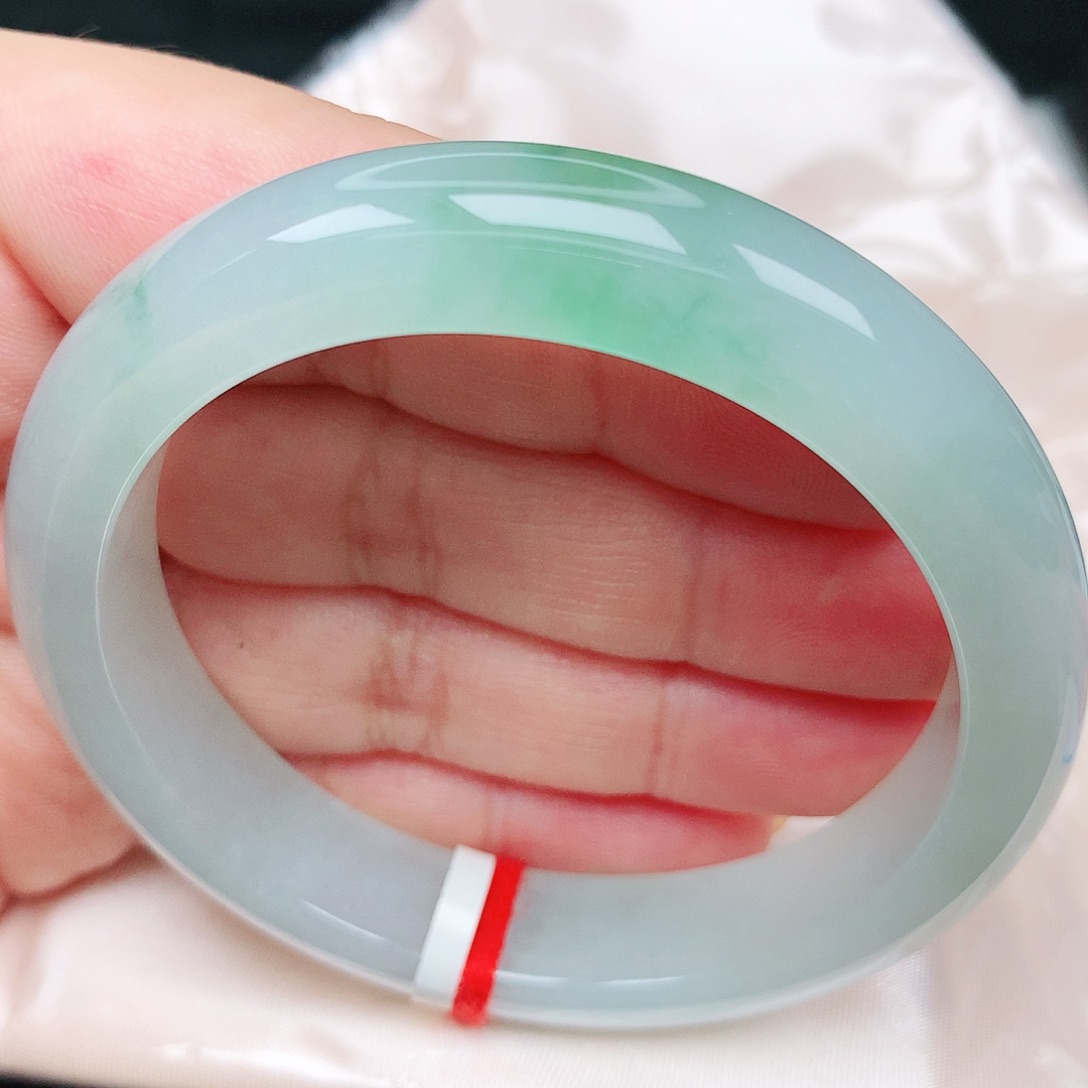 未镶嵌手镯翡翠12冰胶甜阳绿 有种有色